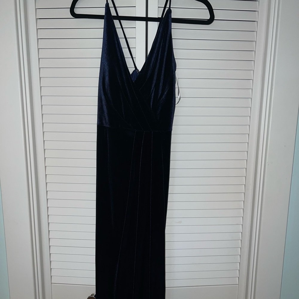 Navy velvet bridesmaid dress